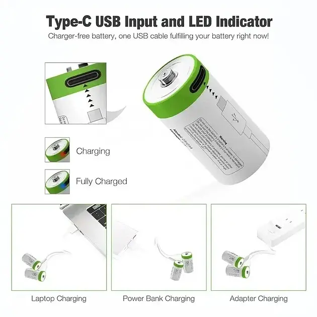 Акумулятор CR2 ​​Smartoools 300 mAh літій-іонний Li-Ion із зарядкою від Type-C 3.7V Випуклий плюс (19326) - фото 4