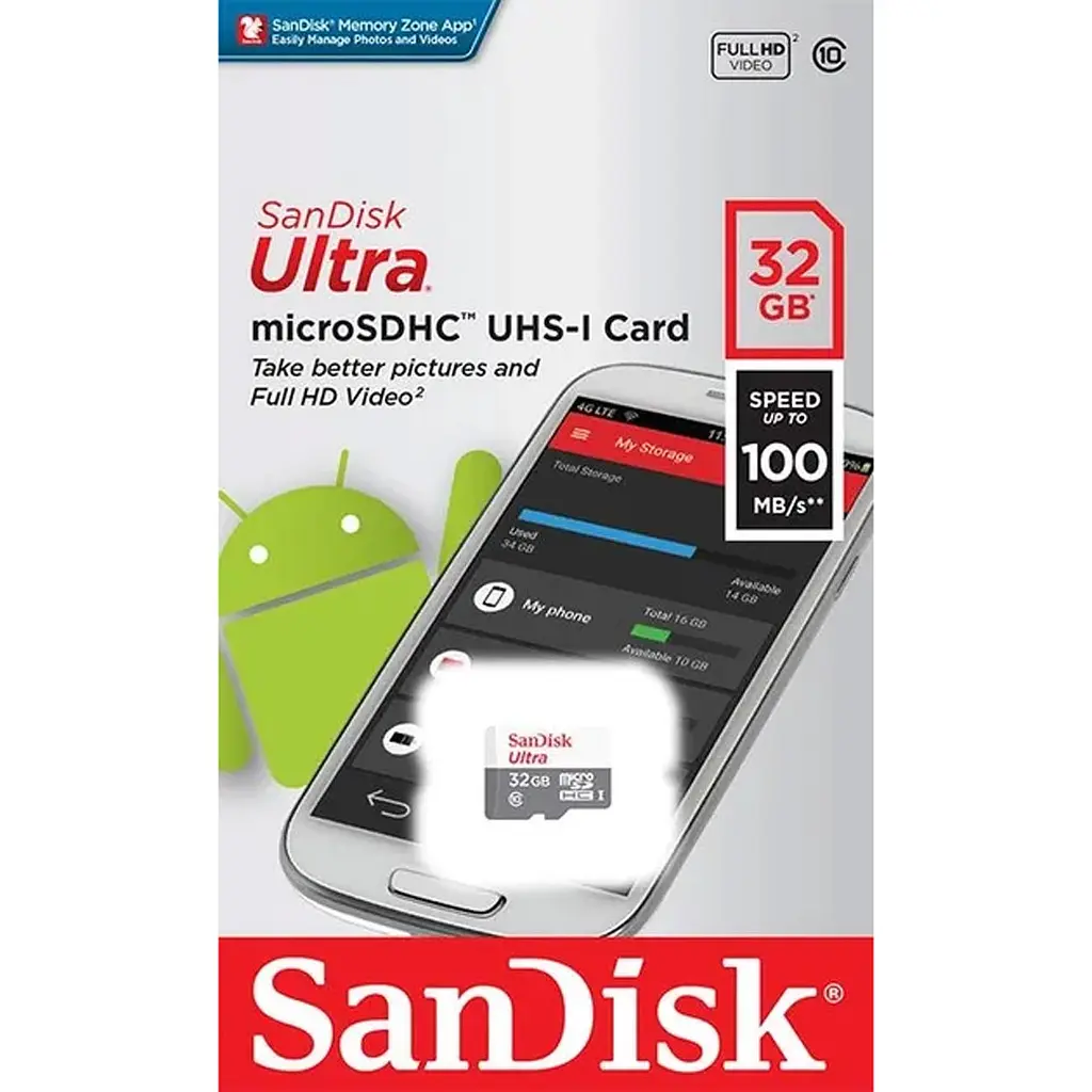 Карта памяти SanDisk microSDHC 32GB UHS-I Ultra A1 (SDSQUNR-032G-GN3MN) [109275] - фото 3