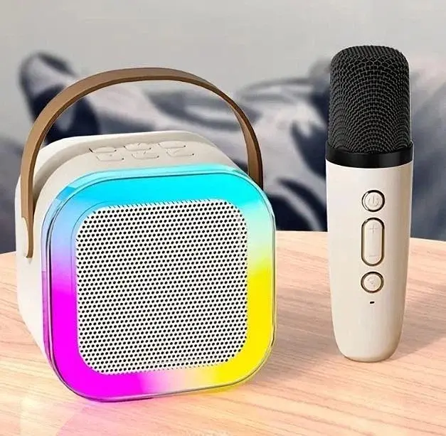 Дитяче караоке з бездротовим мікрофоном K12 та портативною RGB Bluetooth колонкою Pink (18965) - фото 3