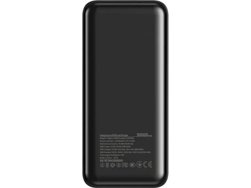 Зовнішній акумулятор (Power Bank) Sigma mobile X-power 30000mAh Black (SI30A4QL) - фото 4