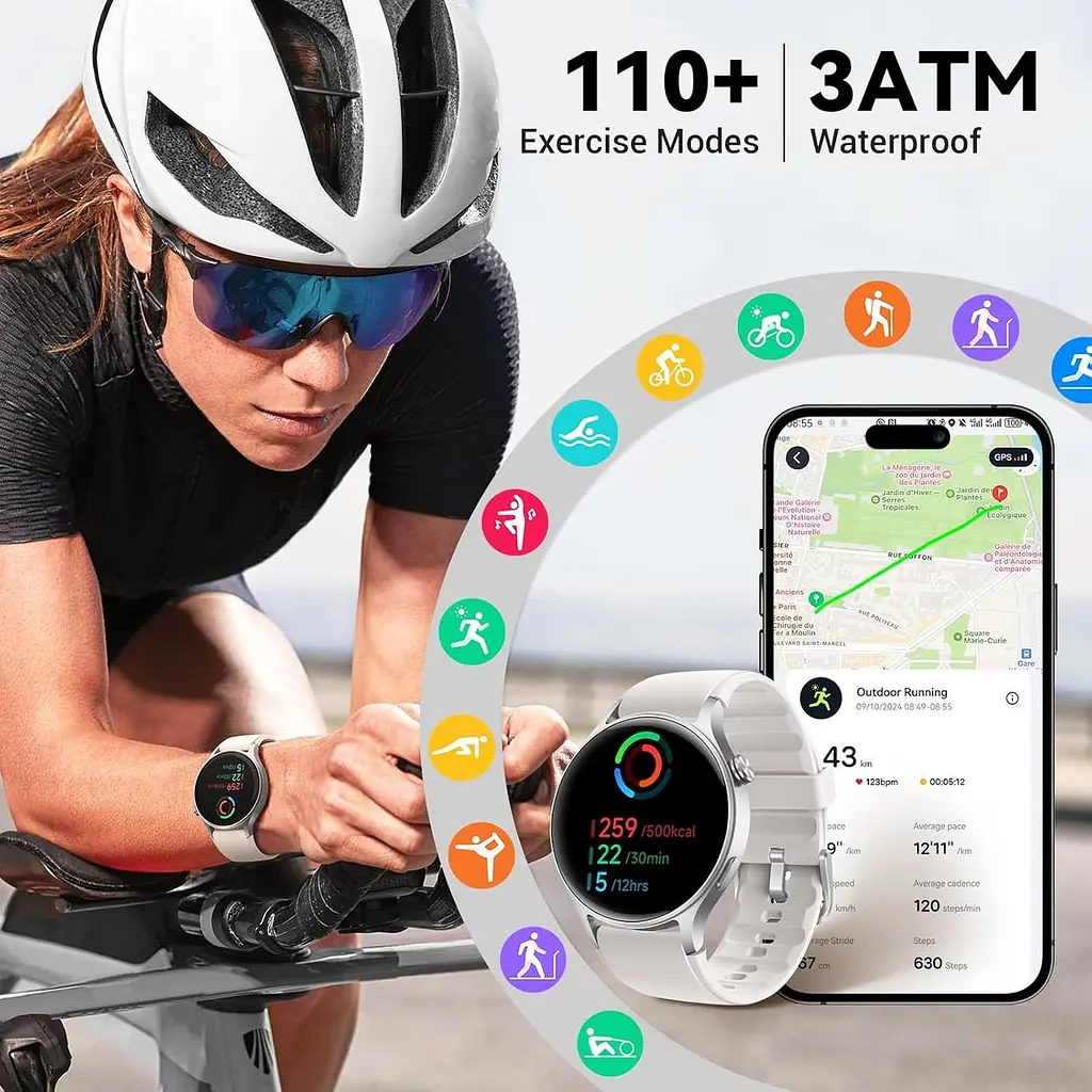 Смарт-годинник Fitpolo AR-01 з AMOLED 1.3" дисплеєм Bluetooth дзвінками водонепроникний 3ATM з підтримкою Android IOS 120 спортивних режимів круглий сірий (SKU-142) - фото 8