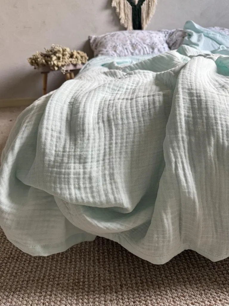 Покривало Zeintex Heaven муслінове бавовняне світло-голубе 240х260 см - фото 6