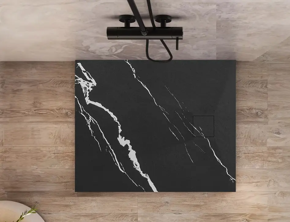 Душевой поддон Rea Magnum 90x90 carrara black REA-K7008, Мрамор - фото 4