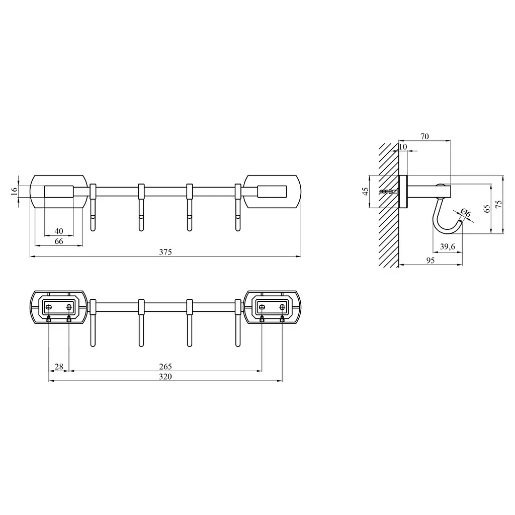 Тримач для рушників Kroner KRM Graz - C95618-4 (CV035533) - фото 4