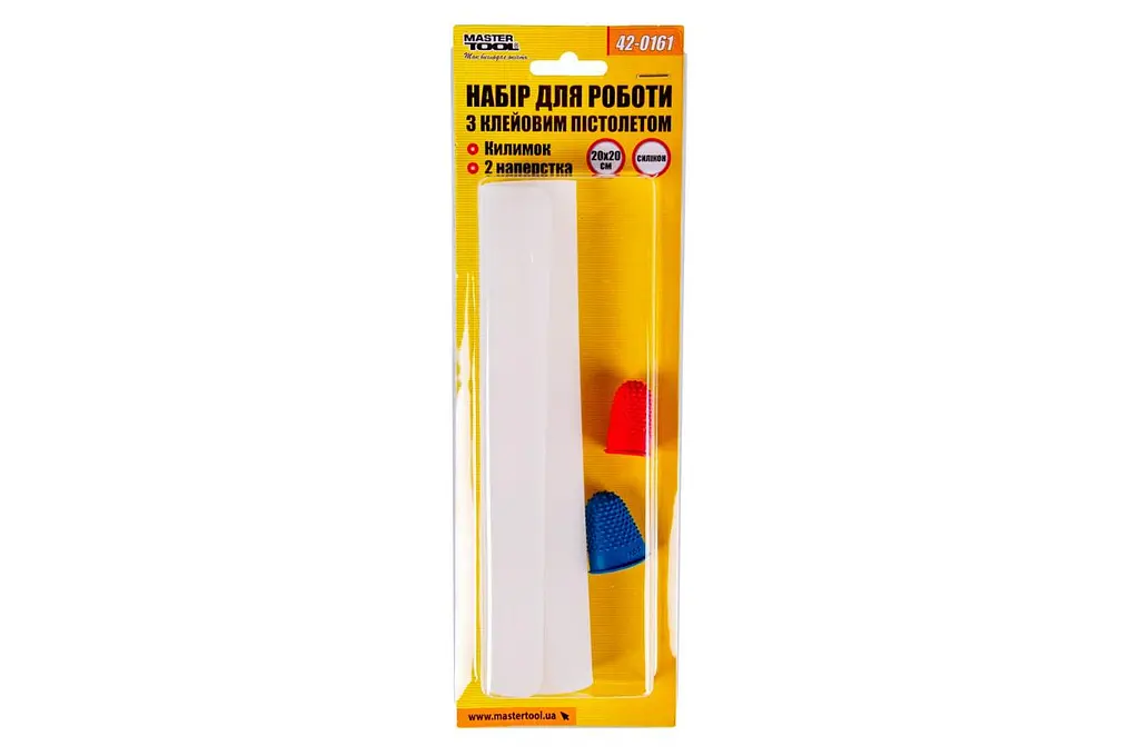 Коврик для клеевого пистолета Mastertool 200 x 200 мм и 2 наперстка - фото 2