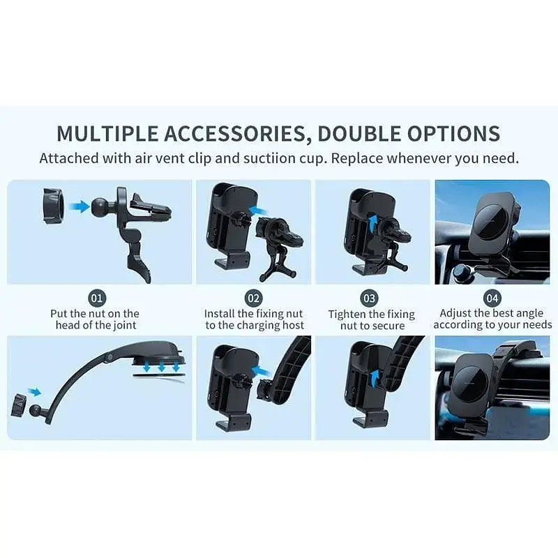 Автотримач із зарядкою S6 3-в-1 MagSafe Wireless Car Charger Carvent & Dashboard - фото 4