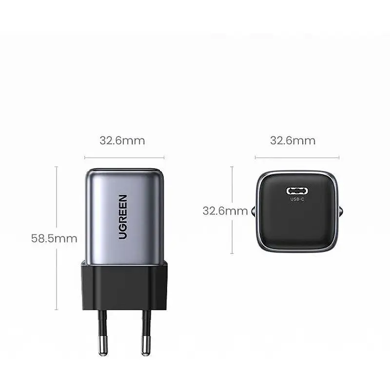 Зарядний пристрій 1xUSB 30W (USB-C) Gan PD Nexode Mini Сірий CD319 Ugreen (90666) - фото 5