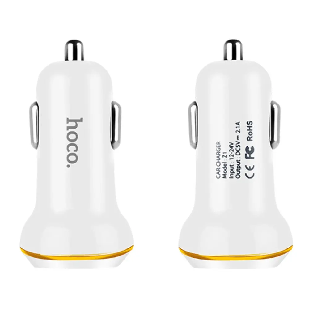 Автомобільний зарядний пристрій Hoco Z1 2 USB білий - фото 2