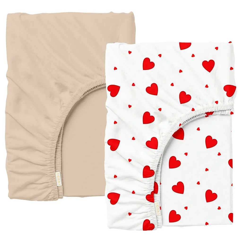 Набір простирадло на резинці 80х160 RUBY HEARTS COSAS (4822052398234)