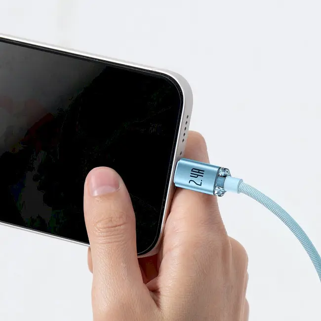 Кабель Baseus Crystal Shine Series Fast Charging Cable USB to Lightning 2.4A 1.2m CAJY001103 Blue - фото 6