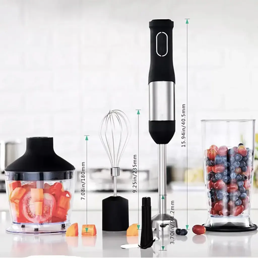 Блендер Zepline ручний 5 в 1 на 1500 Вт з подрібнювачем та насадками міксер та спінювач молока 20 швидкостей  - фото 6