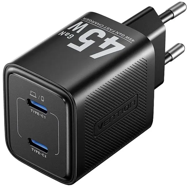 Зарядний пристрій Vention 2xUSB-С 45W GaN чорний (FEFB0-EU) - фото 7