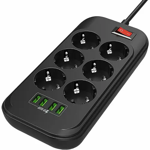 Мережевий фільтр ColorWay CW-CHE64B, 6 розеток/4USB Black (CW-CHE64B) - фото 9