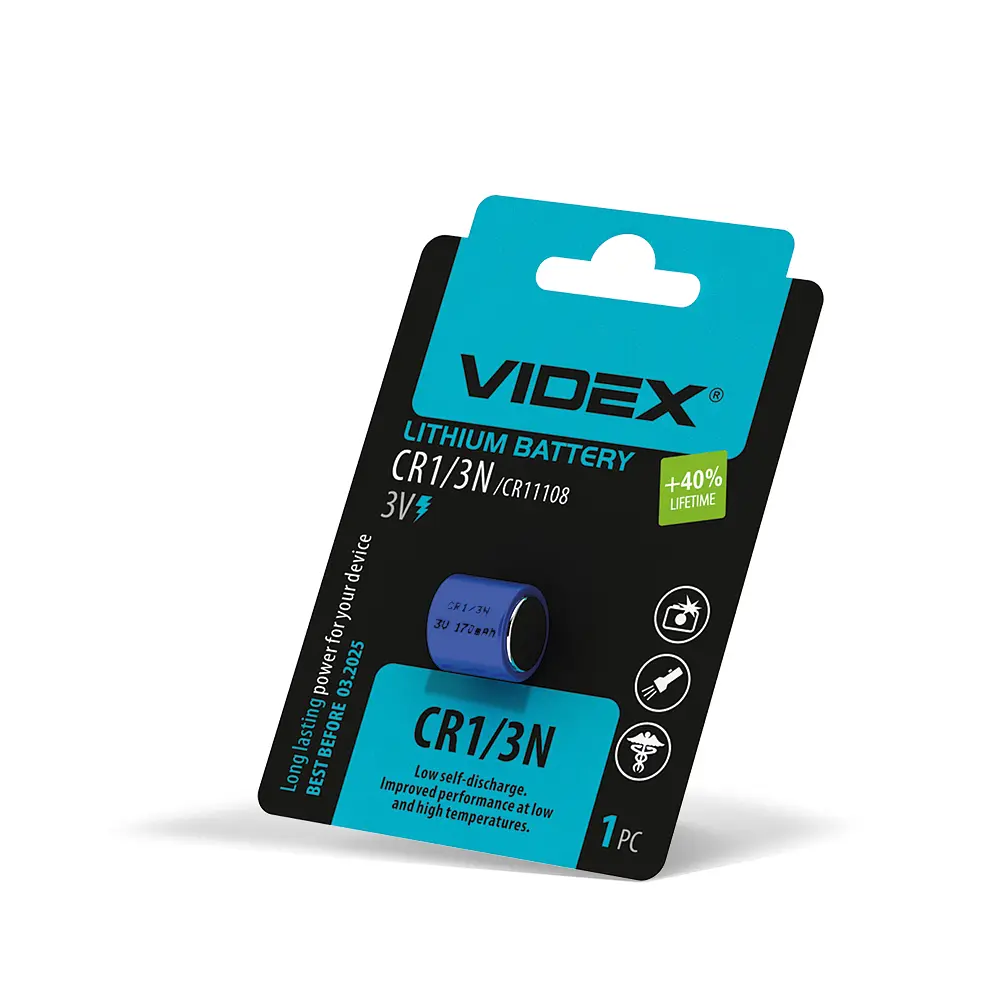Батарейка літієва Videx CR1/3N 1шт BLISTER VIDEX (25724-000) - фото 2
