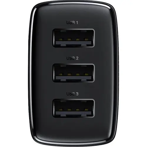 Сетевое зарядне пристрій Baseus Compact Charger 3-USB 17W EU чорний CCXJ020101 - фото 6