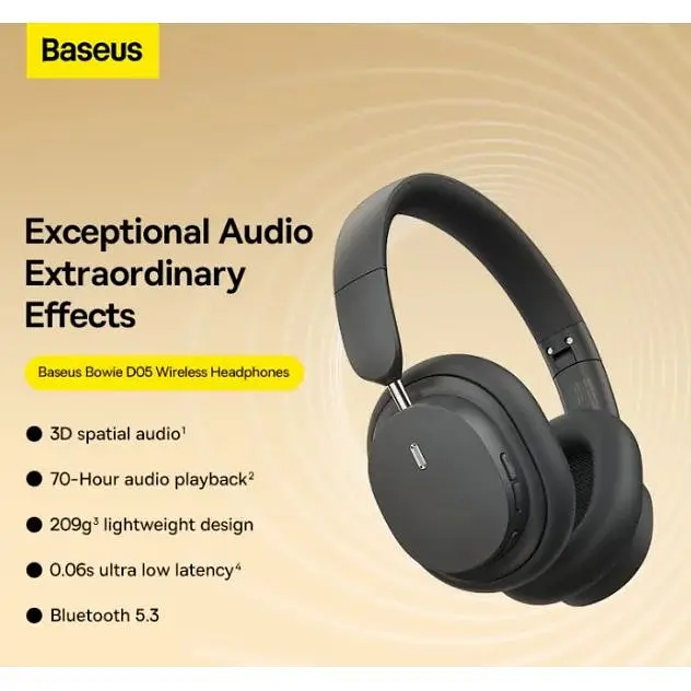 Бездротові навушники Baseus Bowie D05 Wireless Headphones A00024601113-00 Black - фото 7