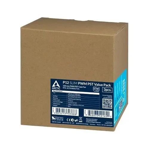 Вентилятор 120 мм, P12 Slim PWM PST, Black, 3 шт Arctic teh0028684 - фото 3