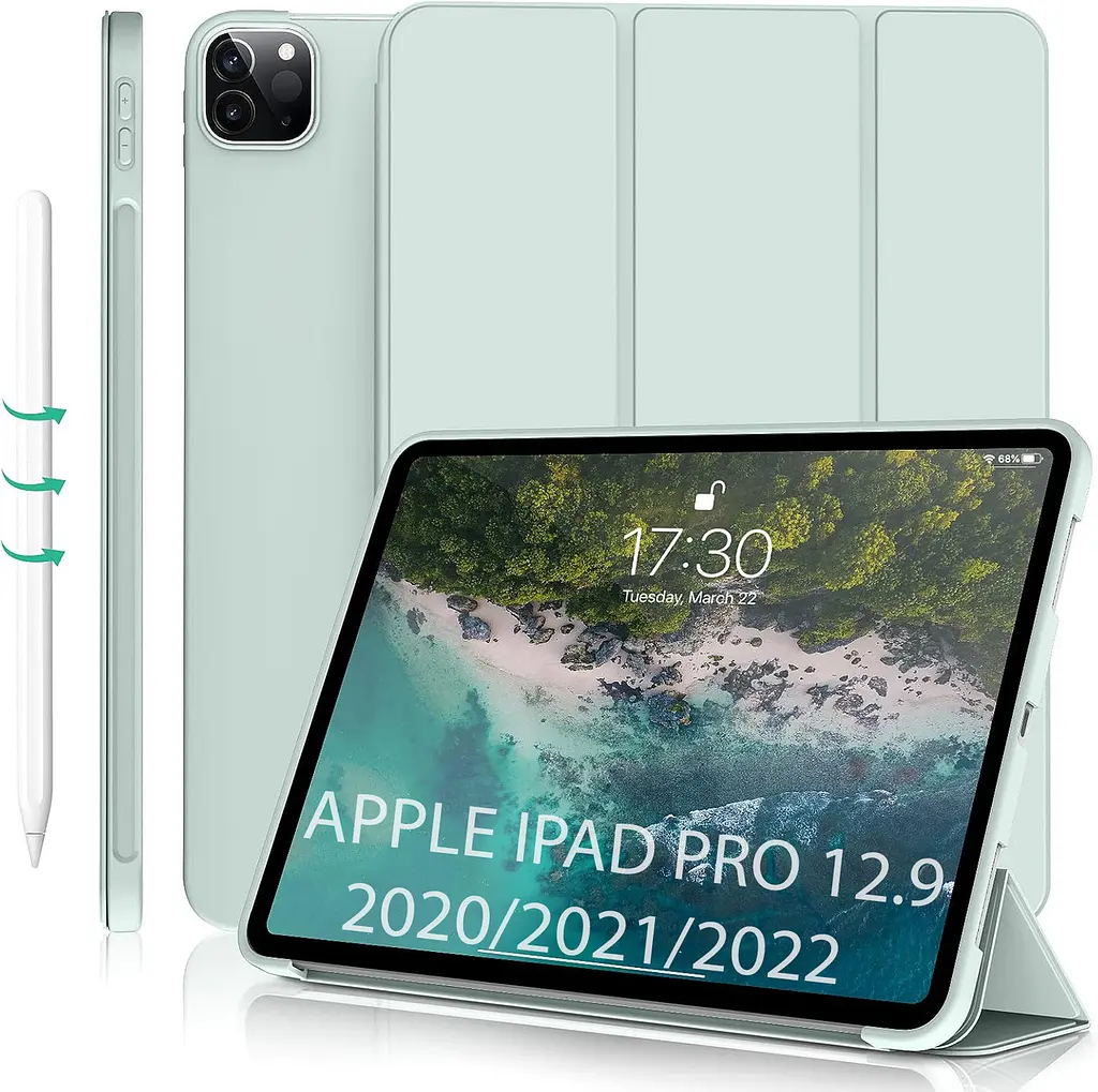 Чохол-книжка BeCover Tri Fold Soft TPU Silicone для Apple iPad Pro 12.9 2020/2021/2022 Світло-зелений (711738) - фото 2