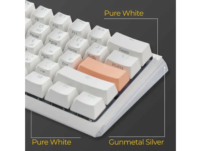 Клавіатура Ducky One 3 Mini Cherry MX Red RGB UA USB White (DKON2161ST-RUAPXPWWWSC1) - фото 4