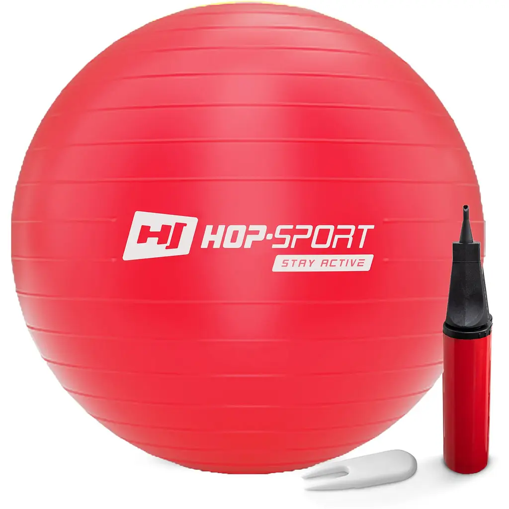 Фітбол Hop-Sport 75см червоний + насос 2020 - фото 2