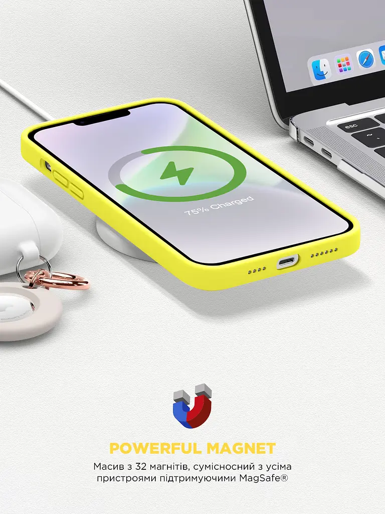 Силиконовый чехол с MagSafe для Apple iPhone 14 Plus, ICON2 MagCase, желтый, противоударный, панель с мягкой подкладкой, защита всего корпуса, поддержка беспроводной зарядки, совместим с защитными стеклами и пленками, ArmorStandart (ARM68400) - фото 9