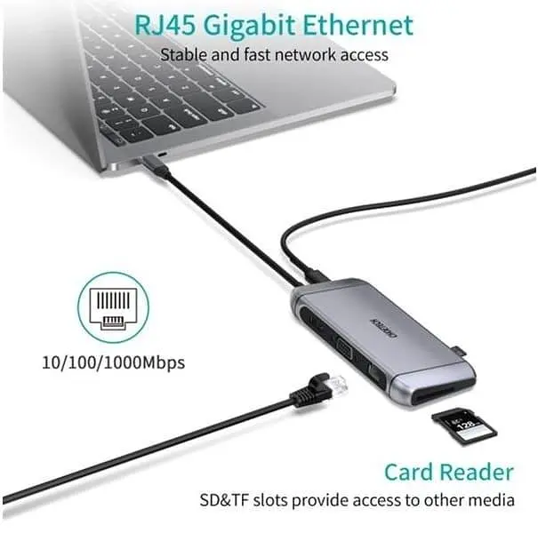 USB-Хаб Choetech USB-ХАБ USB Type-C 9-в-1 (HUB-M15-GY) - фото 9