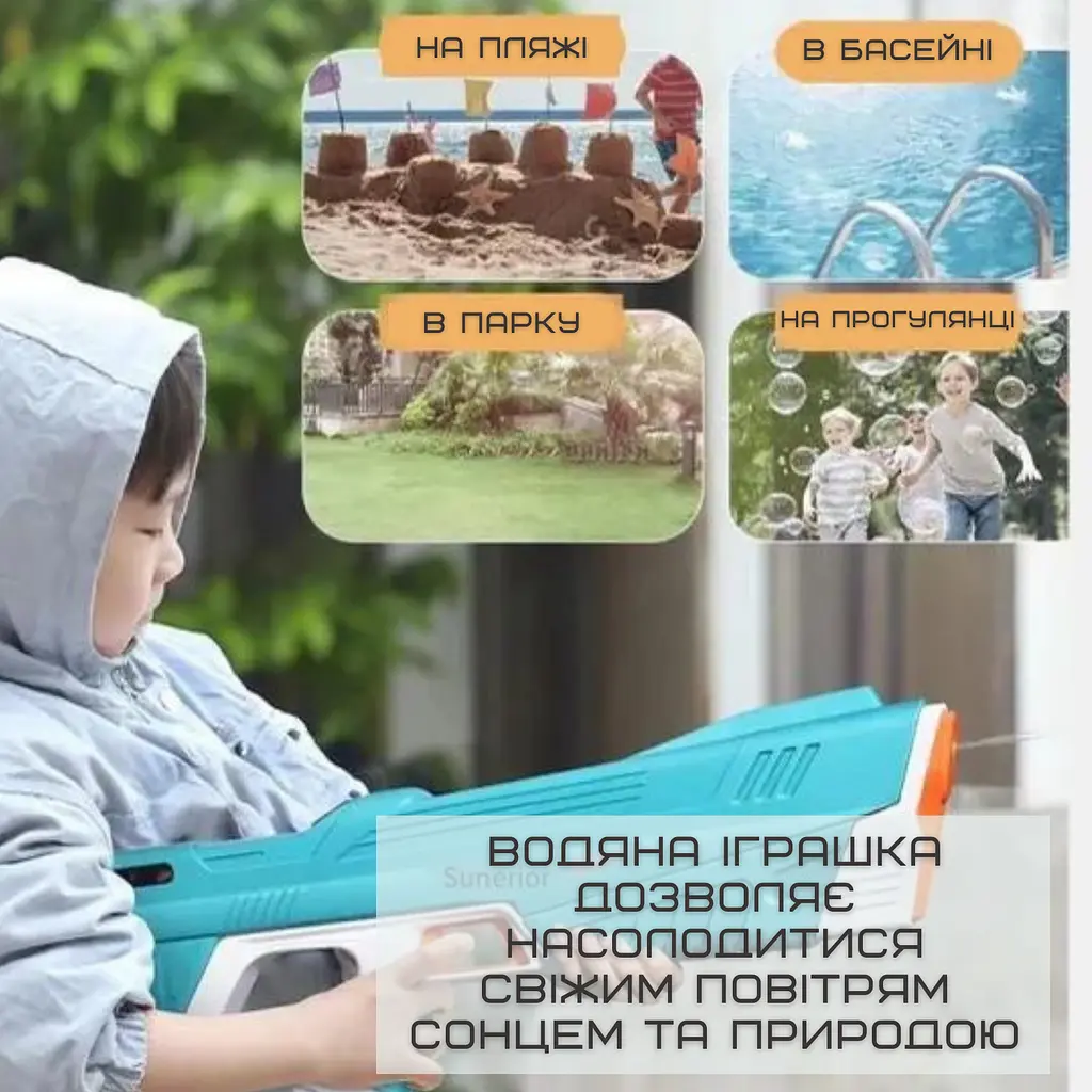 Електричний водяний автомат на акумуляторі портативний дитячий водний бластер Combuy det0018992 - фото 3
