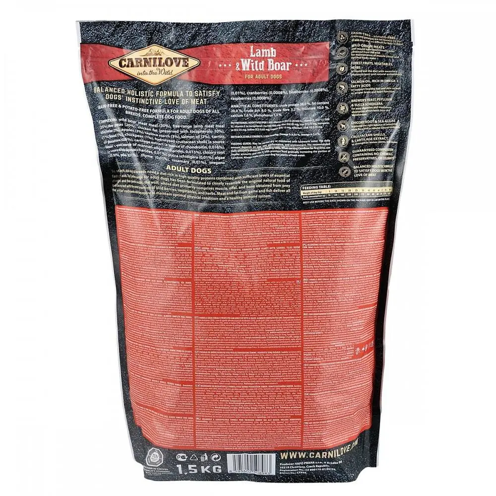 Сухой корм Carnilove Adult Lamb & WildBoar 1.5 кг с ягненком и диким кабаном для взрослых собак всех пород - фото 4