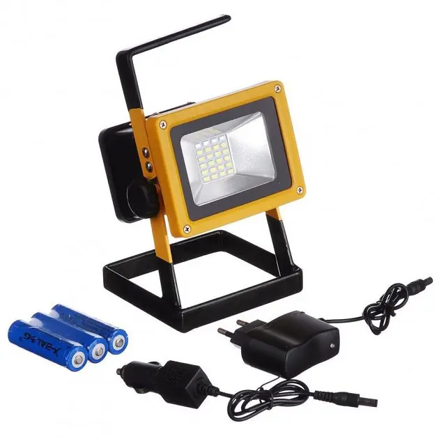 Акумуляторний LED Прожектор 30W світлодіодний ліхтар пластиковий 12V та 220V Balong 204 жовтий - фото 3