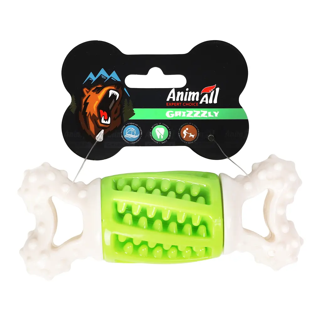 Іграшка для собак AnimAll Fun AGrizZzly Кістка-зубочистка зелена - фото 2