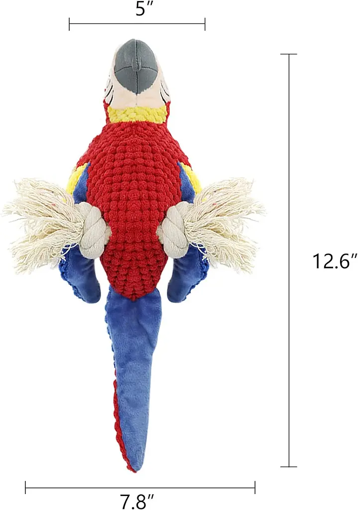 М'яка іграшка для собак Fuzzy - Bird Dog Squeaky Toy з мотузками і пищалкою, червона - фото 7