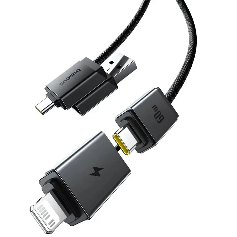 Дата кабель Baseus Versatile Two-for-Two USB/Type-C to Type-C/Lightning 60W (1m) (CB000162) Cosmic Black - фото 4