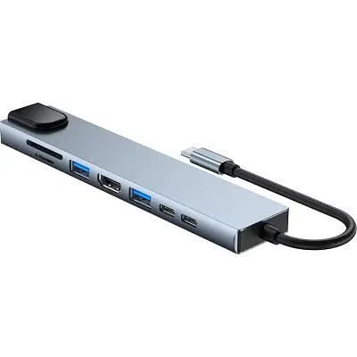 Концентратор Dynamode USB-C 8-in-1 HDMI 4K30Hz + 1xRJ45 + 1xUSB 3.0 + 1xUSB 2.0 + 1xUSB-C PD (BYL-2017L) - фото 2