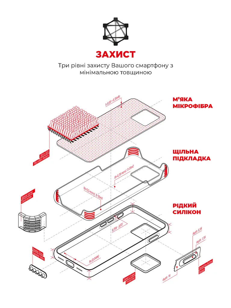 Силиконовый чехол для Apple iPhone 13 Pro Max, ICON2 Case, красный, противоударный, панель, защита всего корпуса, матовая поверхность Soft Touch, выступает над дисплеем, совместим с защитными стеклами и пленками, с микрофиброй - фото 6