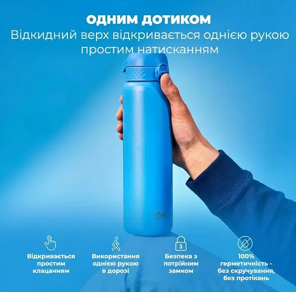 Бутылка для воды ION8 металлическая вакуумная 920 мл Vacuum Insulated Blue (I8TS1000BLU) - фото 2
