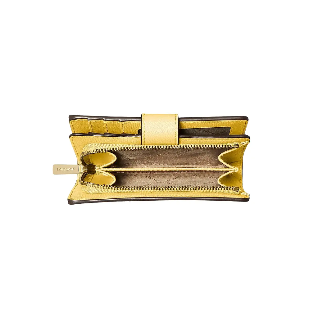 Жіночий шкіряний гаманець MICHAEL KORS Medium Crossgrain, жовтий - фото 4