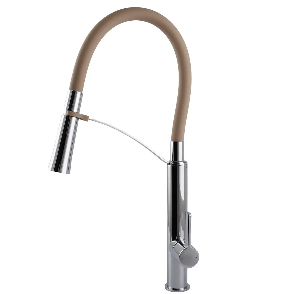 Змішувач для кухні TOPAZ MODERNO TMD-8817-H23-BG бежевий з гофро-гусаком та лійкою-душем - фото 8
