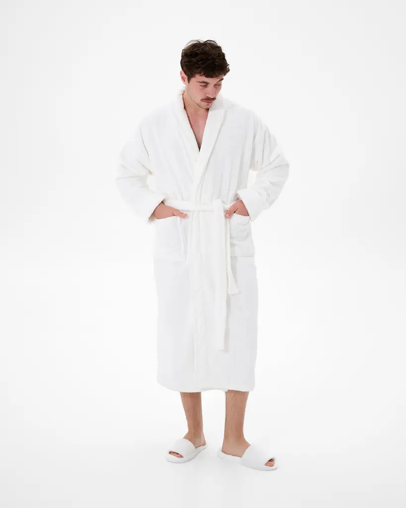 Халат махровый unisex Lotus Home - Basic Soft белый 2XL - фото 2