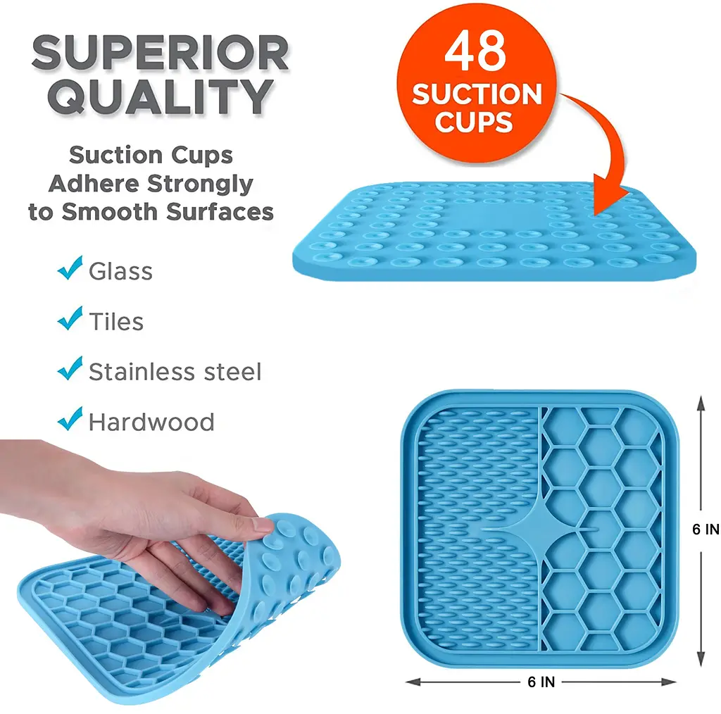 Силіконовий килимок для лизання для собак Derby Silicone licking pad, blue - фото 6