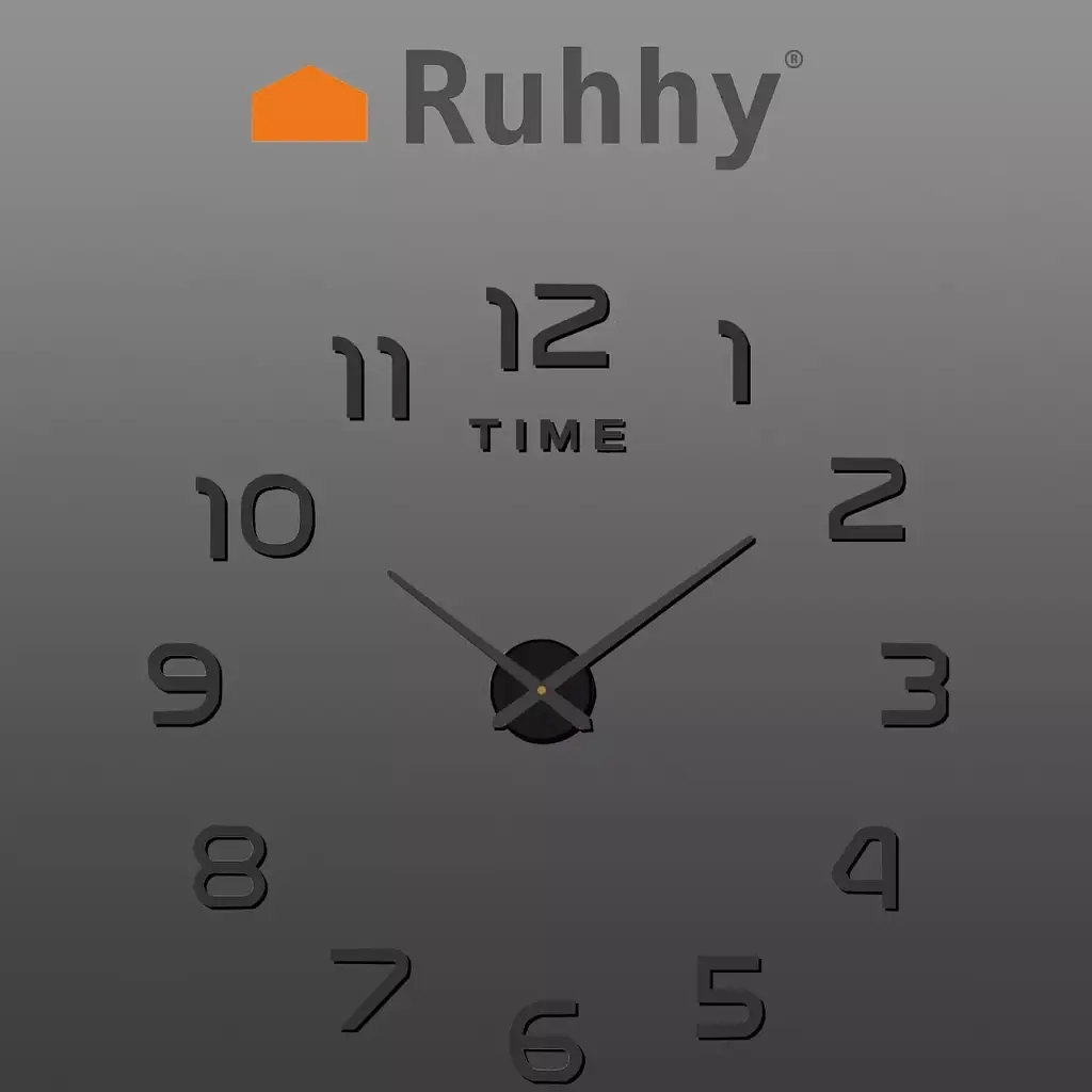 Настінний годинник DIY Ruhhy 19928, лофт, 3D, чорний, діаметр 60–130 см, безшумний - фото 2