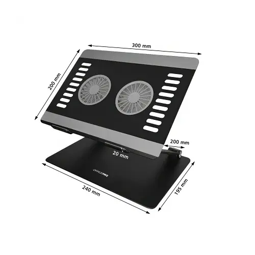Підставка для ноутбука до 15.6" OfficePro LS122B, Black, USB, вентилятор (2 x 80 мм), алюміній/пластик, регулювання куту нахилу та висоти - фото 6