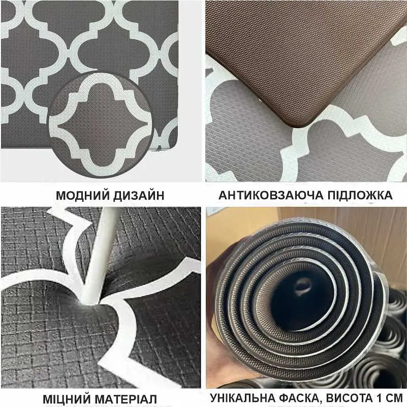 Коврики кухонные набор Lovely Svi 2 шт: 44x74 x1 см и 44 x119 x1см Серый    - фото 5