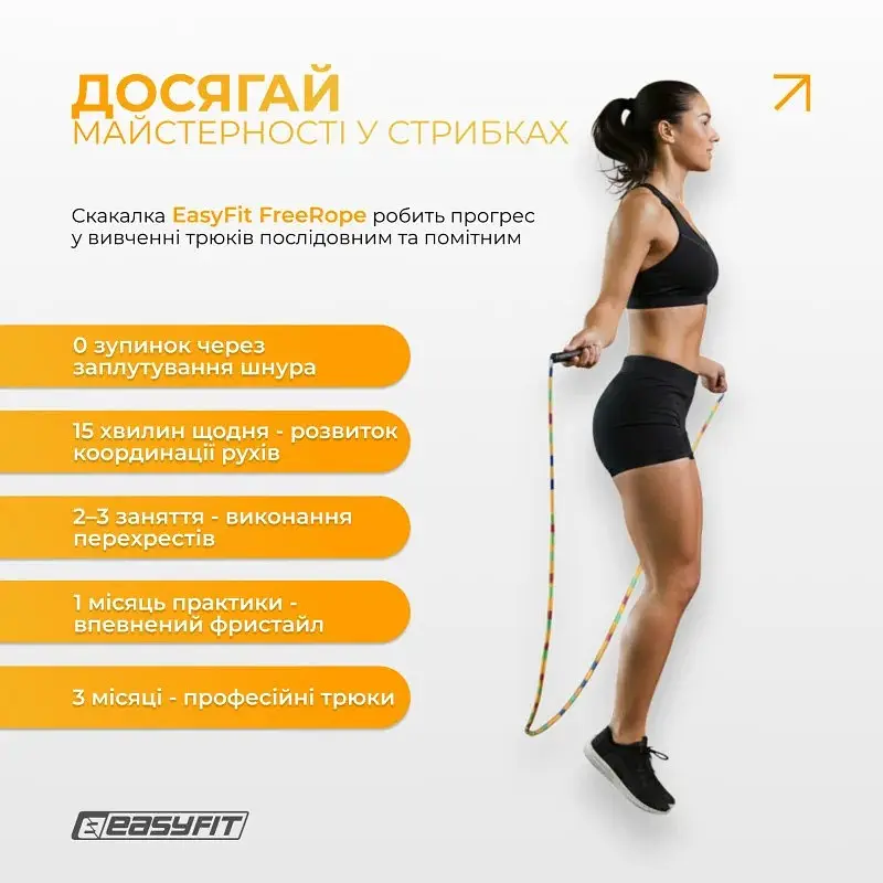 Бисерная скакалка EasyFit EF-2820-MD FreeRope, мультиколор, 2,7 м - фото 6