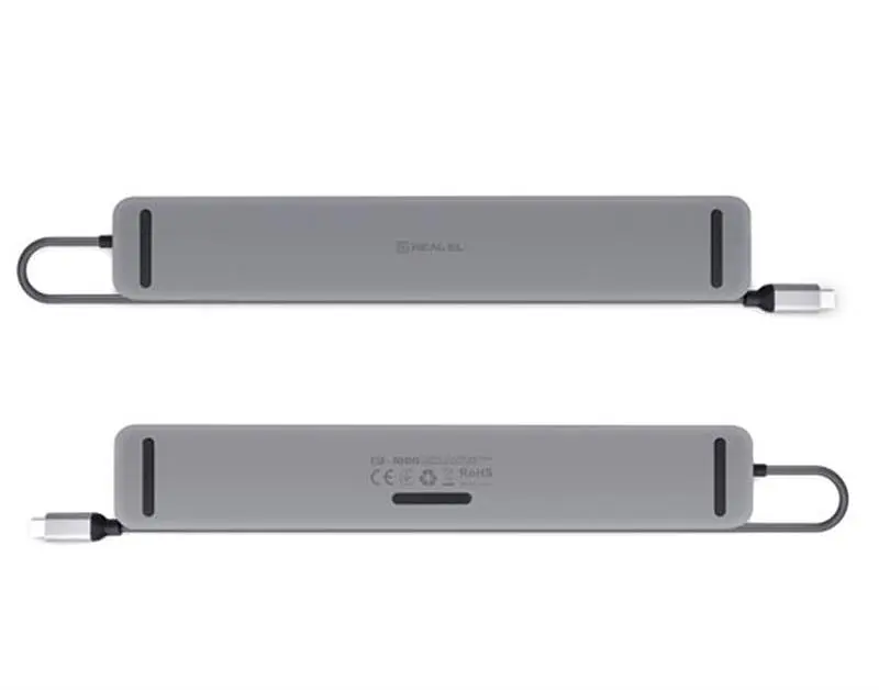 Концентратор REAL-EL CQ-1000 USB3.0х3/USB-C/HDMI/VGA/RJ45/SD/TF/3.5mm audio, 0.4m, Space Grey - фото 5