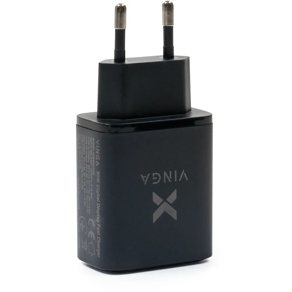 Зарядний пристрій Vinga 2xUSB-C PD 30 Вт + USB-A QC 30 Вт, дисплей, макс. 30 Вт (VCR30ACCDB) - фото 4