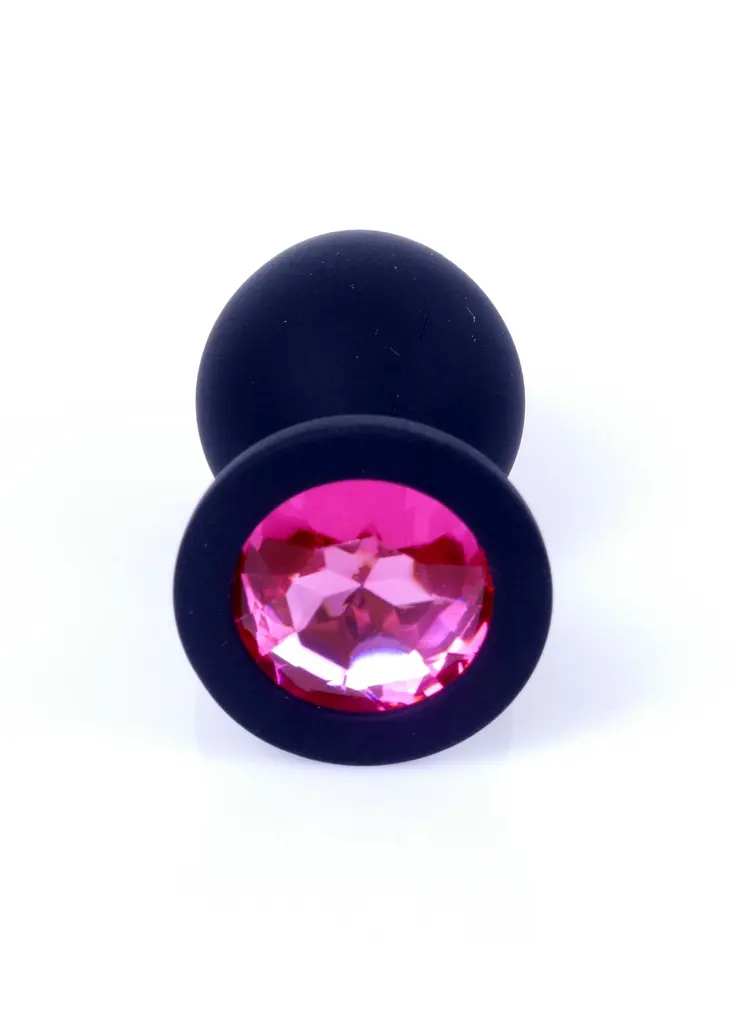 Анальна пробка - Jewellery Silicone Black Plug M Pink - фото 4
