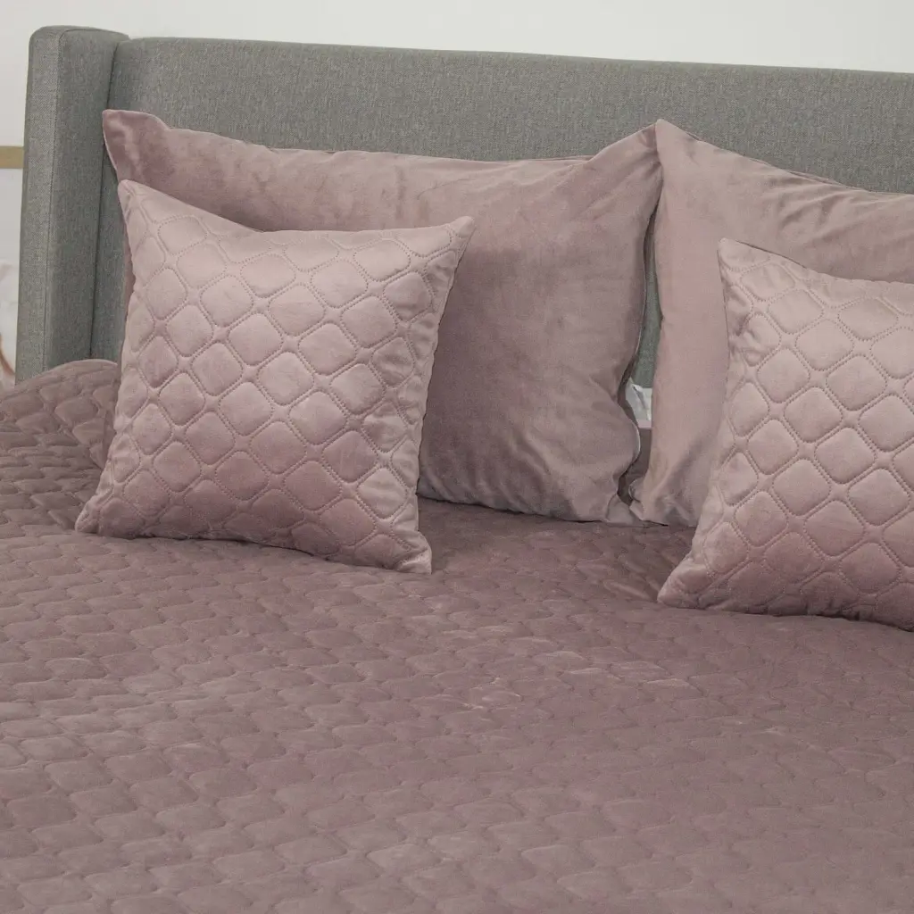 Покривало ТЕП велюрове Velour Elderberry Ромб круглий 180x240 см темно-рожеве - фото 4
