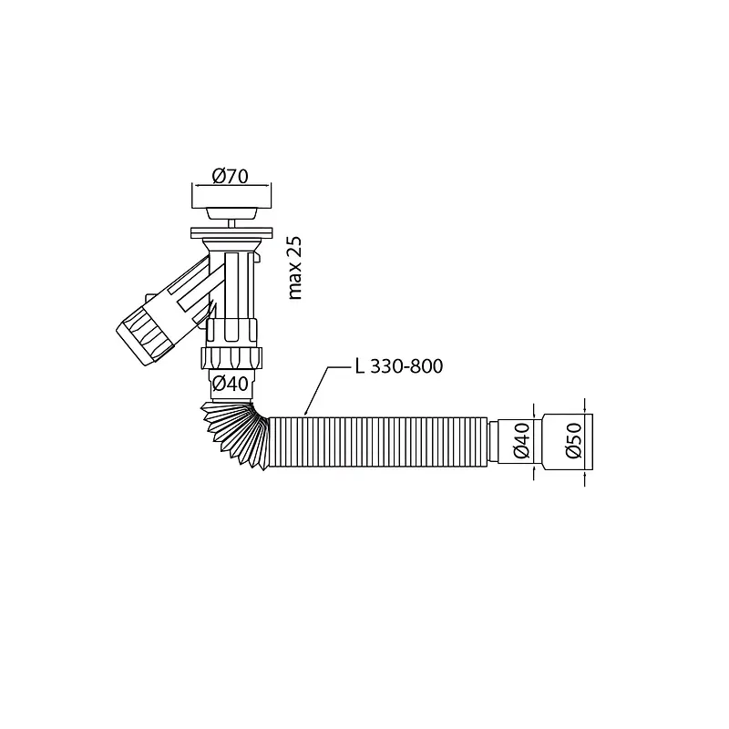 Сифон для умивальника Mixxus SU-08 1 1/4"×40 компактний 40×40/50 MI8188 - фото 2