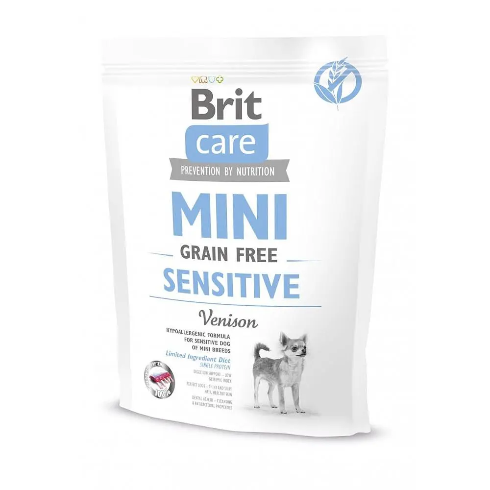 Сухий корм Brit Care GF Mini Sensitive для собак мініатюрних порід з чутливим травленням, з олениною 400 г (арт.170777/520176)