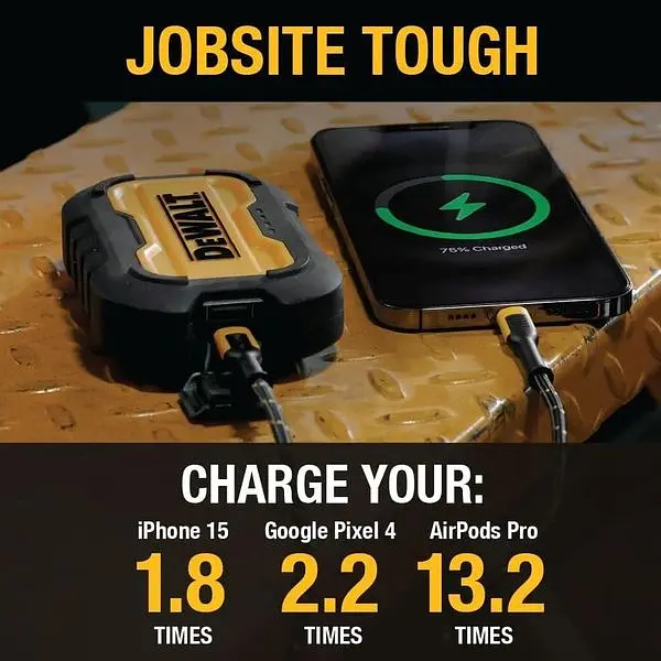 Портативний зарядний пристрій DeWalt ємністю 10 000 мАг з USB-C портом для iPhone 16/16 Plus/16 Pro - фото 4
